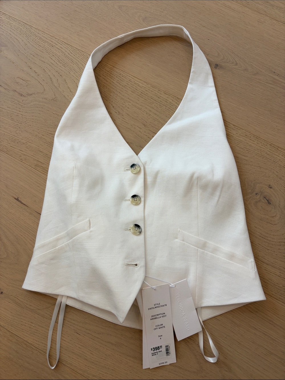 Veronica Beard Cream Halter Vest